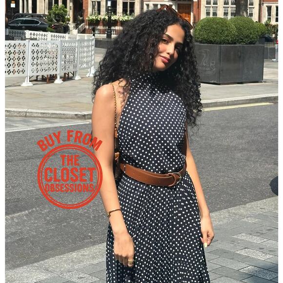 ZARA BLOGGER FAVE!!! Belted Pleated Halter Midi Dress NWT 💙 - Picture 8 of 16